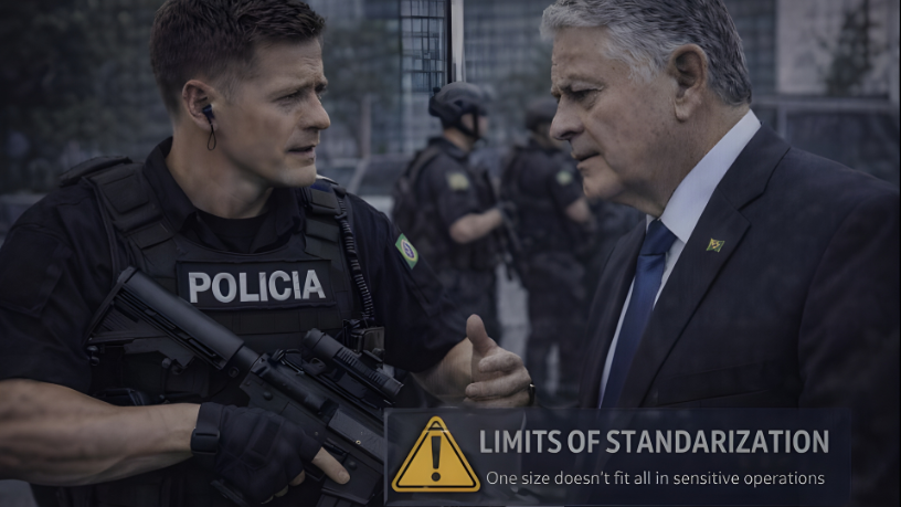 Ernesto Kenji Igarashi explica os limites da padronização em operações sensíveis de segurança.